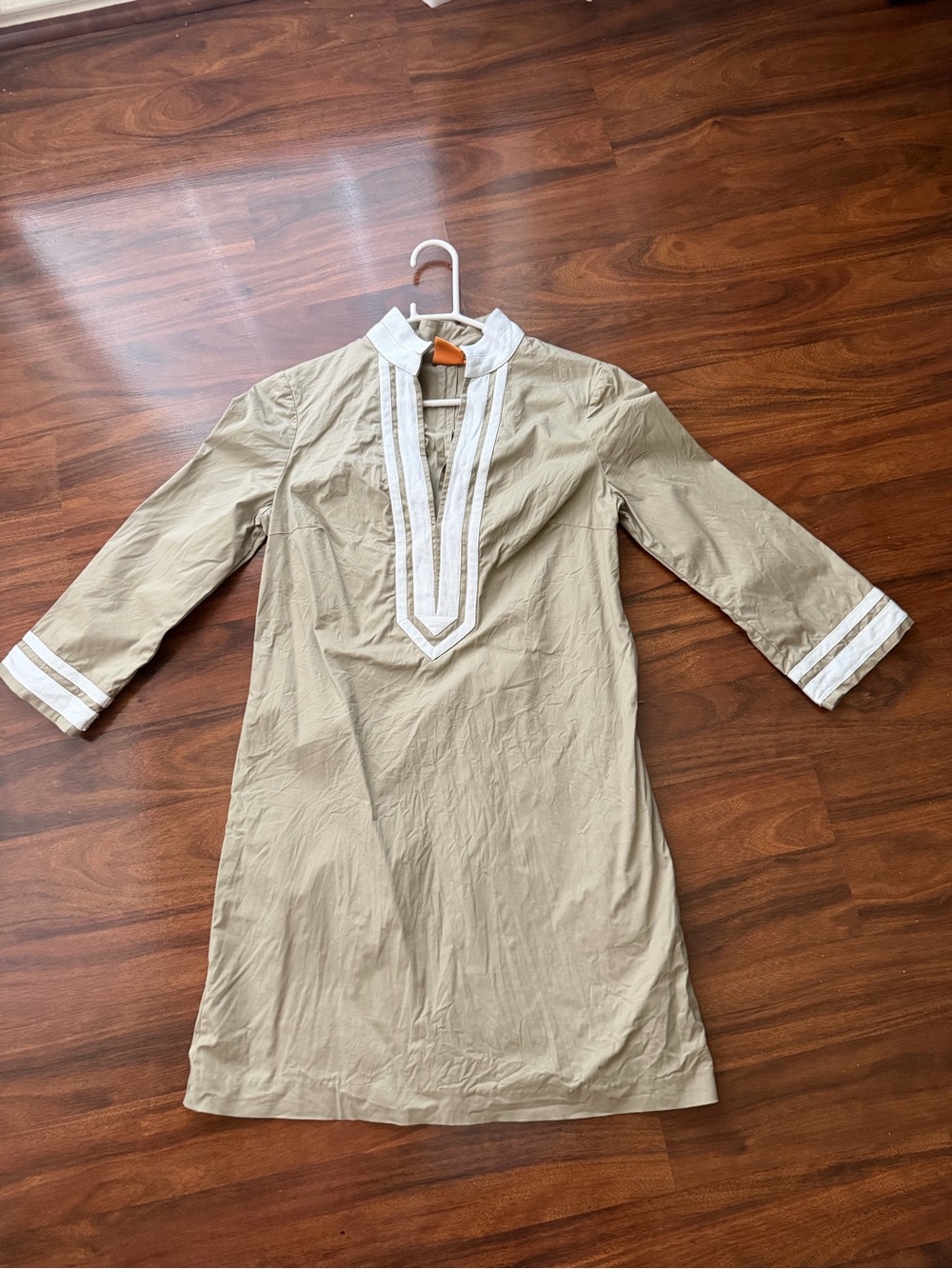 Tory Burch Beige Tunic Dress with White Trim